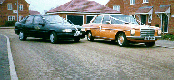 cavalier and mercedes with ribbons, and lights on
